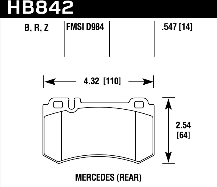 Колодки тормозные HB842Z.547 задние MB CLS C219; S W220; S W221; S C215; S C216; SLR R199