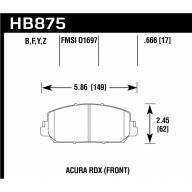Колодки тормозные HB875Z.666 HAWK PC Acura RDX  передние - Колодки тормозные HB875Z.666 HAWK PC Acura RDX  передние