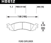 Колодки тормозные HB612Y.690 HAWK LTS Ford Explorer