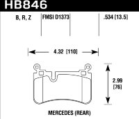 Колодки тормозные HB846Z.534 MERCEDES-BENZ C63 AMG (204, 218)