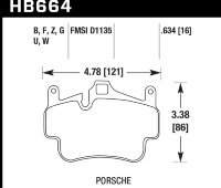 Колодки тормозные HB664G.634 HAWK DTC-60 Porsche 911 (997), Boxster 2008-2011; Cayman 2005-2012