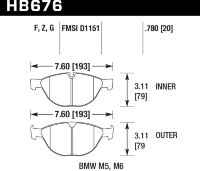 Колодки тормозные HB676B.780 передние BMW M5, M6 (E60, E61)