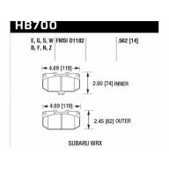 Колодки тормозные HB700S.562 HAWK HT-10 перед Subaru WRX - Колодки тормозные HB700S.562 HAWK HT-10 перед Subaru WRX