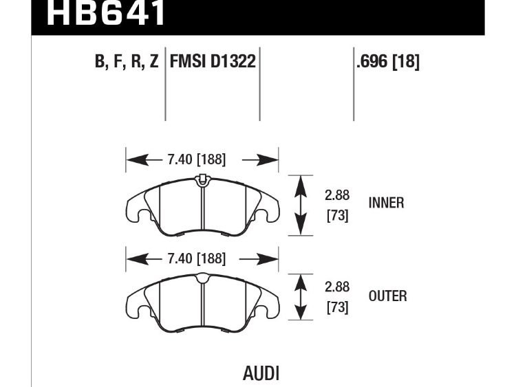 Колодки тормозные HB641B.696 HAWK Street 5.0 Audi A5, A4 (1LA), Q5