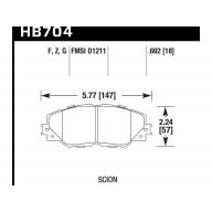 Колодки тормозные HB704F.692 HAWK HPS перед RAV4 2006-2013 - Колодки тормозные HB704F.692 HAWK HPS перед RAV4 2006-2013