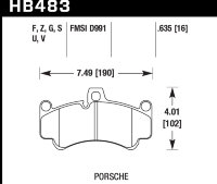 Колодки тормозные HB483F.635 HAWK HPS передние PORSCHE 911 (996), (997), GT2, GT3 Cup, CARRERA GT