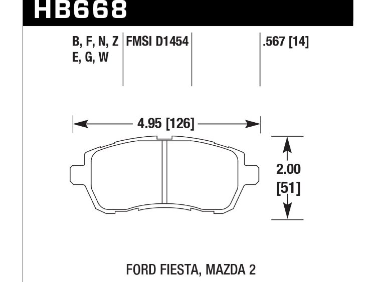 Колодки тормозные HB668G.567 HAWK DTC-60 Mazda 2, Ford Fiesta 2011-2019