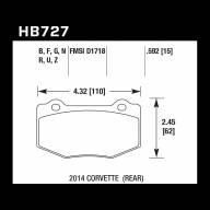 Колодки тормозные HB727Q.592 HAWK DTC-80; 2014 Corvette / Corvette HD (Rear) 15mm - Колодки тормозные HB727Q.592 HAWK DTC-80; 2014 Corvette / Corvette HD (Rear) 15mm