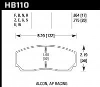 Колодки тормозные HB110D.775 HAWK ER-1 AP Racing, Alcon, Proma 4 порш; HPB тип 2, Rotora, 20mm