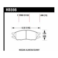 Колодки тормозные HB598F.606 HAWK HPS; 16mm - Колодки тормозные HB598F.606 HAWK HPS; 16mm