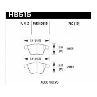 Колодки тормозные HB515F.760 HAWK HPS передние Audi / VW - Колодки тормозные HB515F.760 HAWK HPS передние Audi / VW
