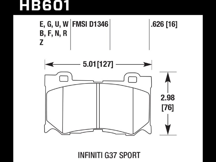 Колодки тормозные HB601F.626 HAWK HPS передние INFINITI FX50/FX37/G37/ Nissan 370Z
