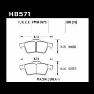 Колодки тормозные HB571E.605 HAWK Blue 9012 Mazda 3 (Rear) 15 mm - Колодки тормозные HB571E.605 HAWK Blue 9012 Mazda 3 (Rear) 15 mm