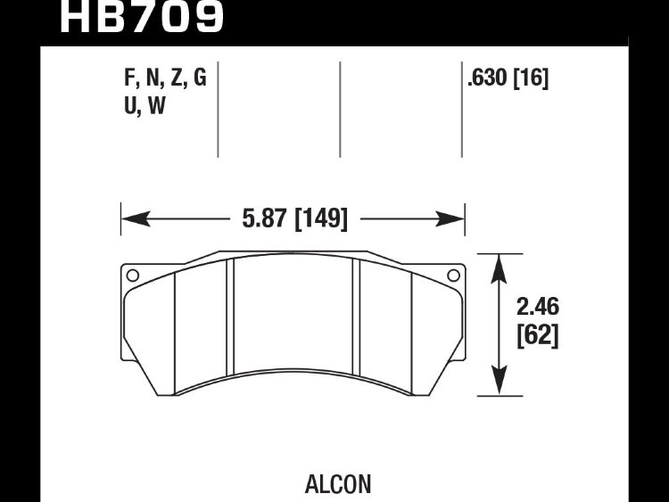 Колодки тормозные HB709G.630 HAWK DTC-60 REVO by Alcon MONO 6, Alcon Monoblock 6 CAR97
