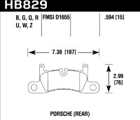 Колодки тормозные HB829Z.594 HAWK PC Porsche 911 Carrera задние