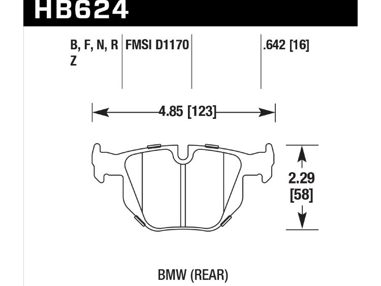 Колодки тормозные HB624F.642 HAWK HPS задние  BMW E90 / E92 335i