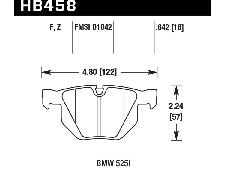 Колодки тормозные HB458F.642 HAWK HPS задние BMW 5 E60, 6 E63, X5 E70, F15; X6 E71, F16;