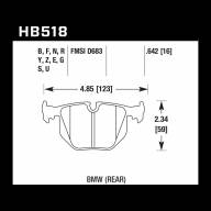 Колодки тормозные HB518N.642 HAWK HP Plus задние BMW  3&#039; (E46), M3 (E46), 5 (E39), X3 (E83) - Колодки тормозные HB518N.642 HAWK HP Plus задние BMW  3' (E46), M3 (E46), 5 (E39), X3 (E83)