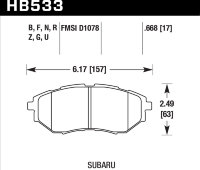 Колодки тормозные HB533F.668 HAWK HPS передние SUBARU Legacy / Outback / Tribeca