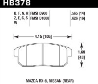 Колодки тормозные HB378N.565 HAWK HP Plus  Mazda RX-8, задние