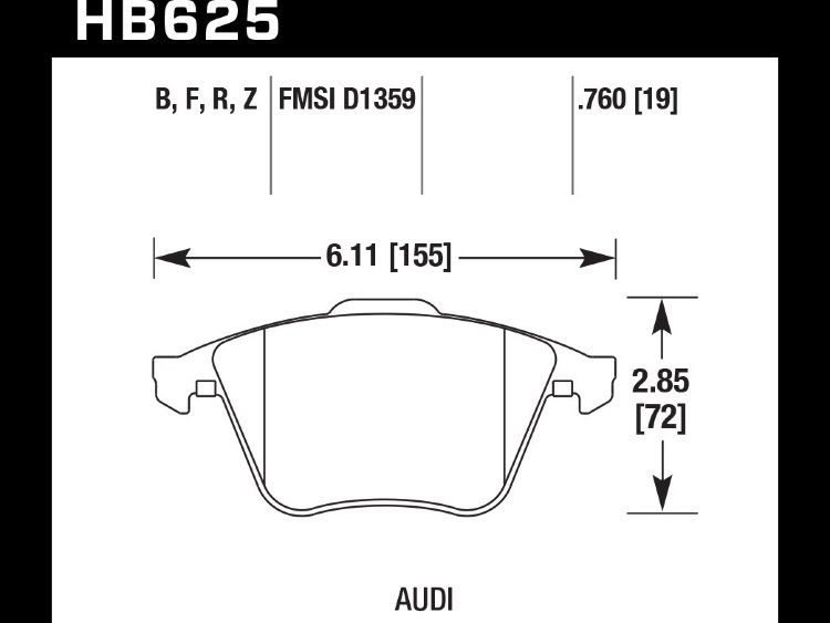 Колодки тормозные HB625B.760 HAWK Street 5.0 передние Audi TT 8J; S3 8P; Golf 6 R