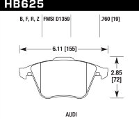 Колодки тормозные HB625F.760 HAWK HPS передние Audi TT 8J; S3 8P; Golf 6 R