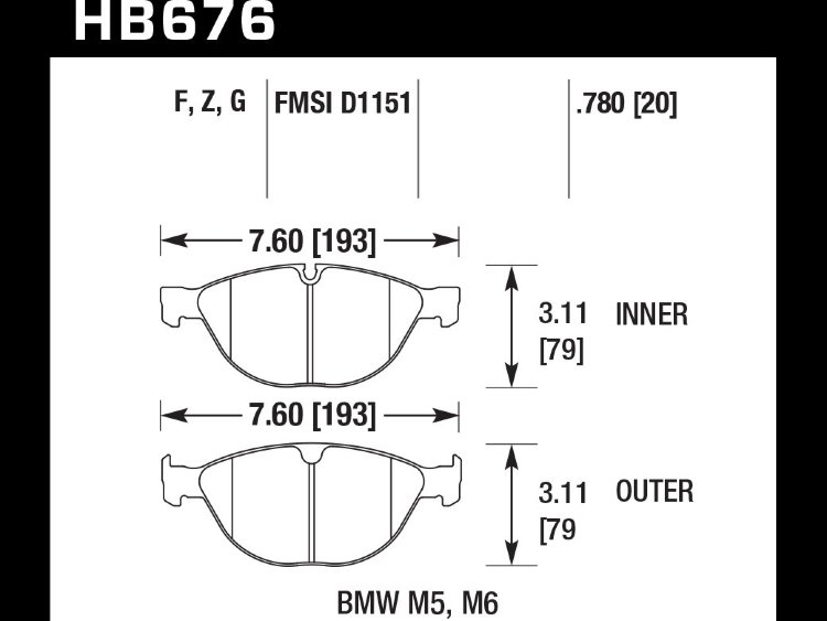 Колодки тормозные HB676Z.780 HAWK PС передние BMW M5, M6 (E60, E61)