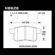 Колодки тормозные HB626F.577 HAWK HPS Acura/Honda (Rear) 14 mm - Колодки тормозные HB626F.577 HAWK HPS Acura/Honda (Rear) 14 mm