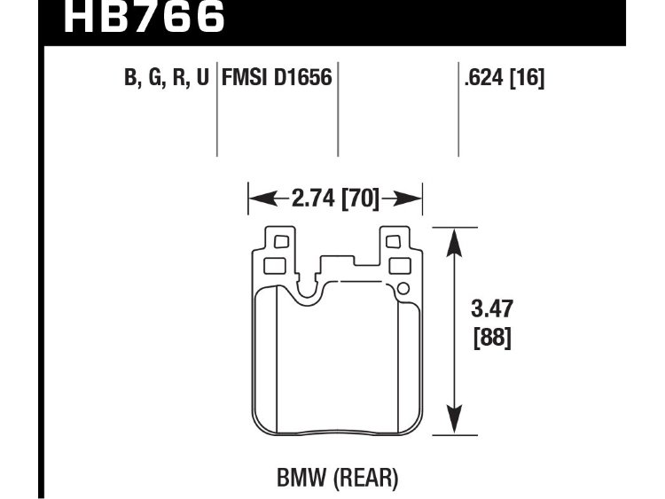 Колодки тормозные HB766G.624 HAWK DTC-60; задн. BMW M4 F82, F32; M3 F80 F30; F20 F22 F87 M-Perfor
