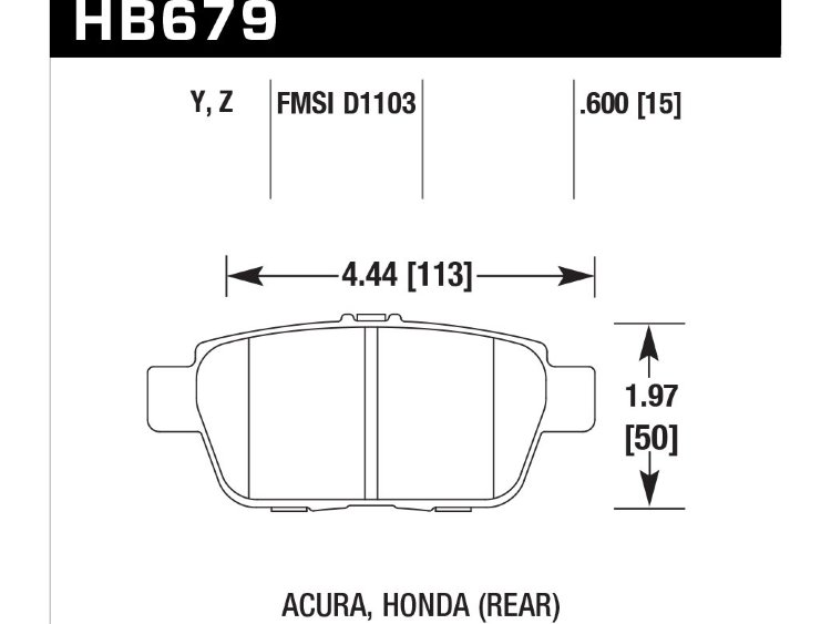 Колодки тормозные HB679Z.600 HAWK Perf. Ceramic  задн  Honda Ridgeline ; Acura TL 2009-2013