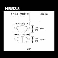 Колодки тормозные HB538N.760 HAWK HP+ передние  Audi A4 8E, A6 4F, A8 4E - Колодки тормозные HB538N.760 HAWK HP+ передние  Audi A4 8E, A6 4F, A8 4E