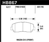 Колодки тормозные HB867B.622 перед Mazda CX-5; CX-8