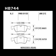 Колодки тормозные HB744Z.660 HAWK PC; задние MB M W164; R W251; G W463; GL X164; - Колодки тормозные HB744Z.660 HAWK PC; задние MB M W164; R W251; G W463; GL X164;