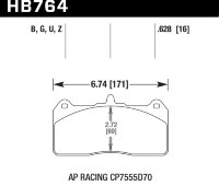 Колодки тормозные HB764N.628 HP Plus; AP Racing CP7555D70; Caliper CP8520 / CP8521 / CP8522