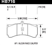 Колодки тормозные HB716F.710 HAWK HPS для AP Racing CP5555, Alcon 6, толщина 18mm