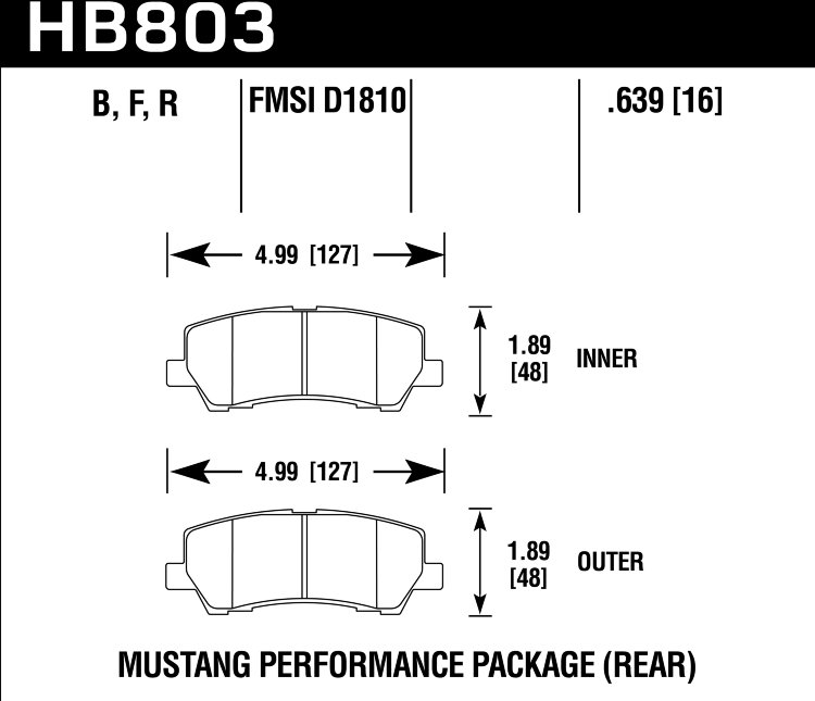 Колодки тормозные HB803N.639 HP Plus ЗАДНИЕ Ford Mustang VI 2015-> 