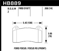Колодки тормозные HB889N.550 перед Ford Focus III RS 2016-2019