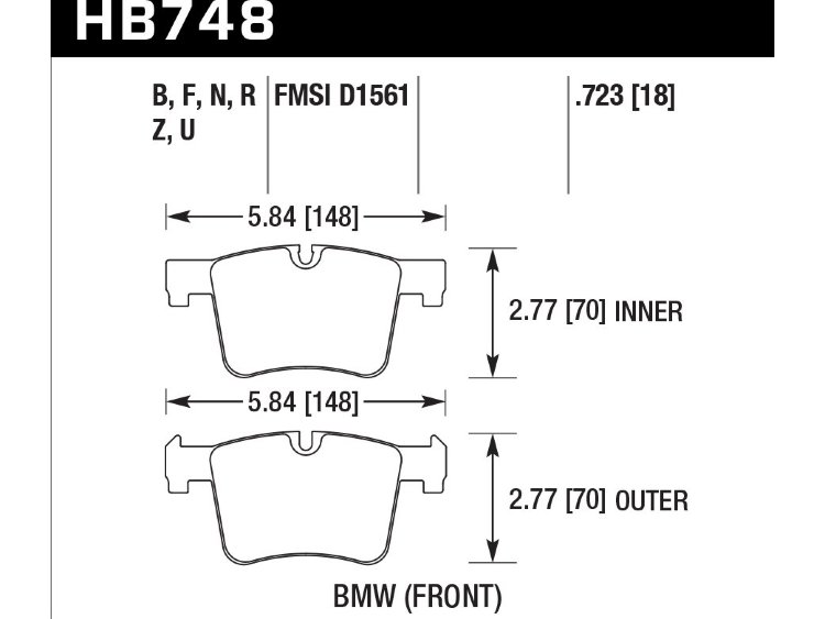 Колодки тормозные HB748Z.723 HAWK PC перед BMW 1 F20; 3 F30; 4 F32; X3 F25; X4 F26