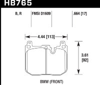 Колодки тормозные HB765B.664 HAWK HPS 5.0; перед BMW M4 F82, F32; M3 F80 F30; F20 F22 F87 M-Perfor