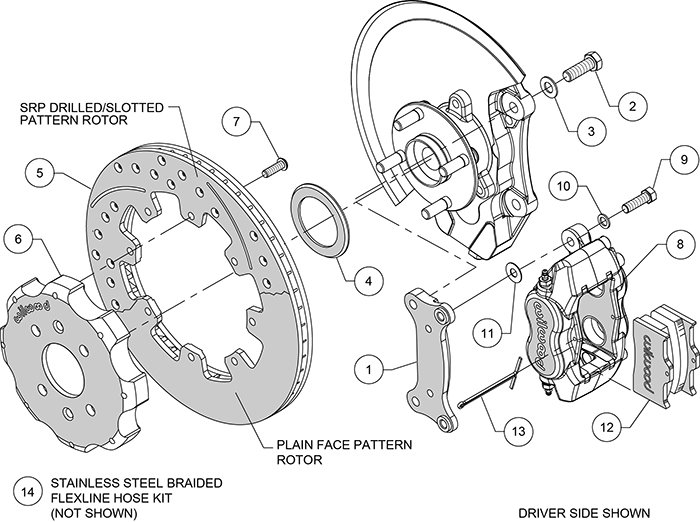 Тормозная система передняя 310x20.6mm, Wilwood 4 поршня, черный, Mazda MX-5 ND; FIAT 124 Spider 