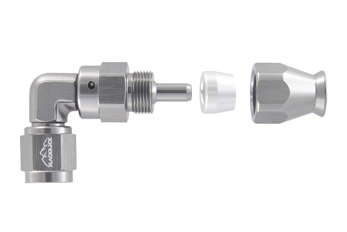 - 4 AN (4AN AN4) фитинг 90° D-04 60 серия BLACKROCK LAB T04-090-6Ti под тефлоновый шланг