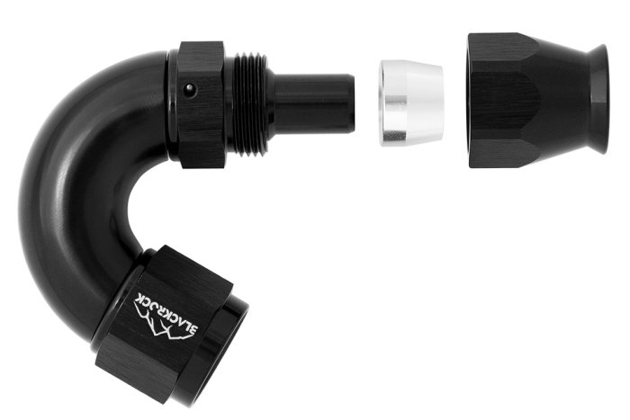 - 10 AN (10AN AN10) фитинг 150° Full Flow BLACKROCK LAB T10-150-3BK под тефлоновый шланг (600 серия)