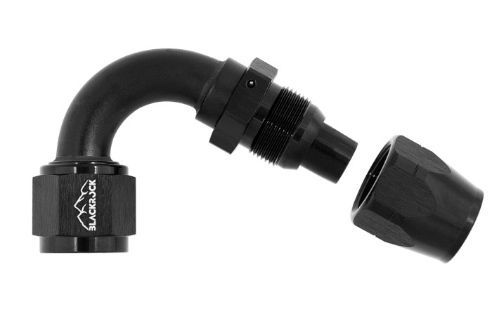 - 6 AN (6AN AN6) фитинг 120°, 20 серия Cutter Style, BLACKROCK LAB ЧЁРНЫЙ, A06-120-2BK