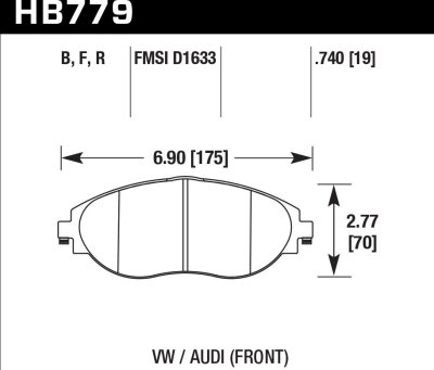 Колодки тормозные HB779Z.740 HAWK PC перед VW GOLF VII; Tiguan; A3 8V; Skoda Octavia, Kodiaq