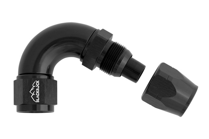 - 6 AN (6AN AN6) фитинг 120°, Full Flow серия BLACKROCK LAB ЧЁРНЫЙ A06-120-3BK