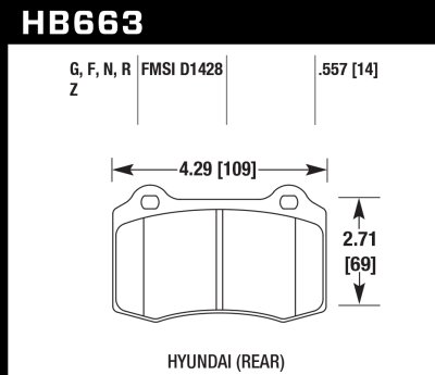 Колодки тормозные HB663N.557 HAWK HP Plus
