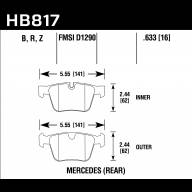 Колодки тормозные HB817B.633 HAWK HPS 5.0 Mercedes-Benz CL63 AMG  задние - Колодки тормозные HB817B.633 HAWK HPS 5.0 Mercedes-Benz CL63 AMG  задние