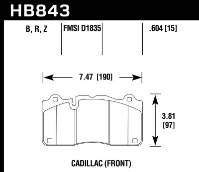 Колодки тормозные HB843Z.604 Cadillac CTS V 2016-&gt;