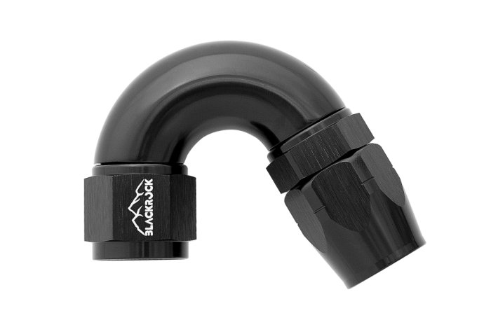 - 6 AN (6AN AN6) фитинг 150°, Full Flow серия BLACKROCK LAB ЧЁРНЫЙ A06-150-3BK