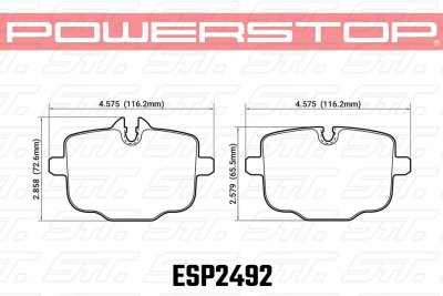 Колодки тормозные ESP2492 PowerStop EURO-STOP задние BMW M3 G80; M4 G82; M5 F10; M6 F12; X5 G05; X7 